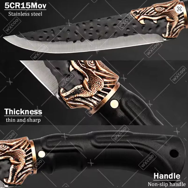 8PCS Professional Kitchen Chef Knife Set Stainless Steel Forged for Cooking Meat Vegetable Fish Utility Cutting