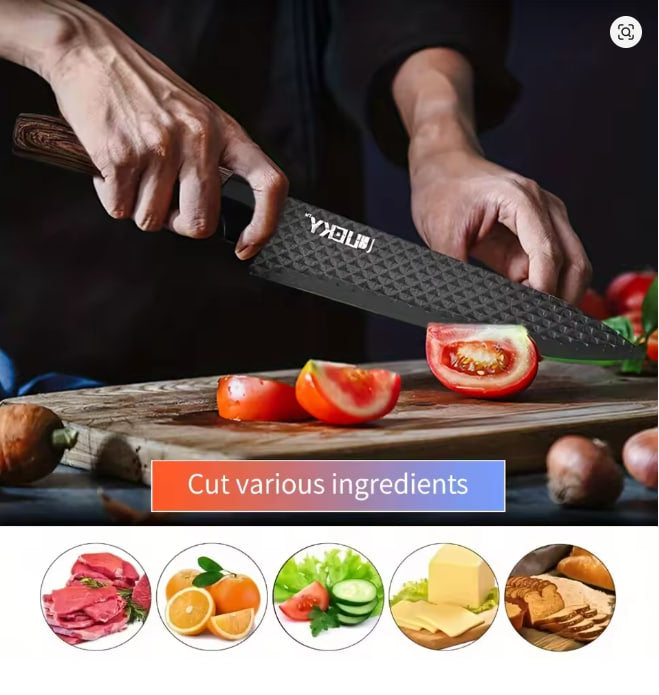 Professional 6-piece kitchen knife set, including chef knife, slicing knife, scraper and scissors, gift box