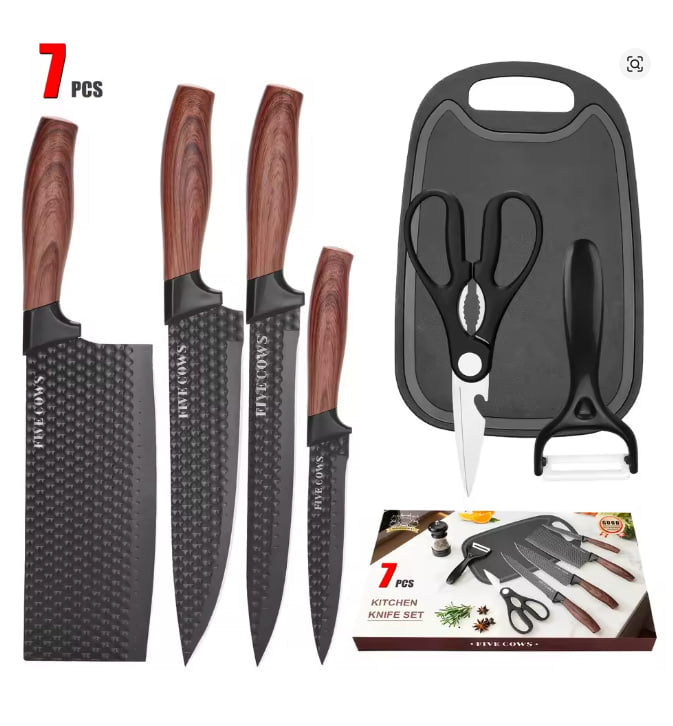 Professional 6-piece kitchen knife set, including chef knife, slicing knife, scraper and scissors, gift box