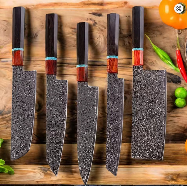 Damascus Steel Japanese Chef Knife Kitchen Meat Cleaver Sushi Fish Vegetable Cutter Nakiri Slicing Cooking Tools