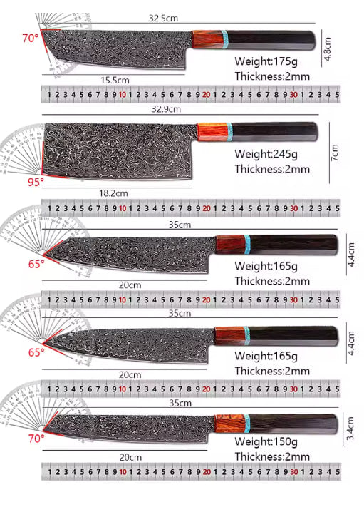 Damascus Steel Japanese Chef Knife Kitchen Meat Cleaver Sushi Fish Vegetable Cutter Nakiri Slicing Cooking Tools