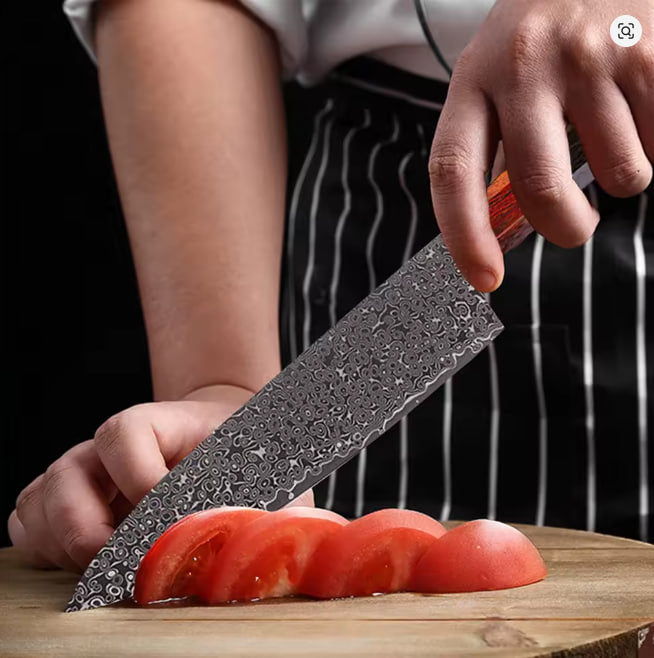Damascus Steel Japanese Chef Knife Kitchen Meat Cleaver Sushi Fish Vegetable Cutter Nakiri Slicing Cooking Tools
