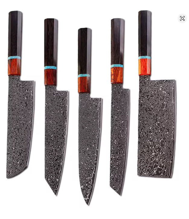 Damascus Steel Japanese Chef Knife Kitchen Meat Cleaver Sushi Fish Vegetable Cutter Nakiri Slicing Cooking Tools